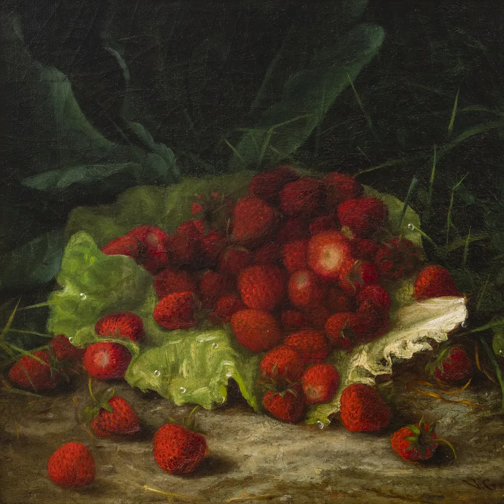 Virginia Granbery (1831–1921). Strawberries, 1860. Oil on canvas, 11 x 13 in. (detail)