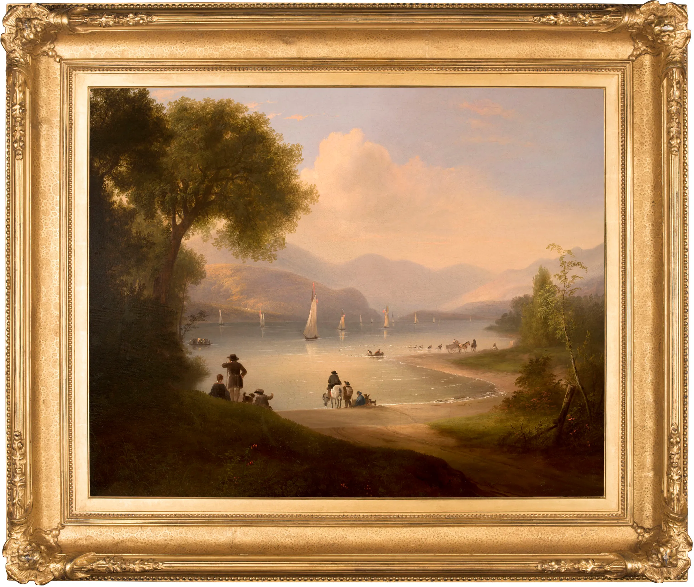Alvan Fisher (1792–1863), River Landscape, c. 1840, Oil on canvas. 27 x 34 in., Framed dimensions: 37 1/4 x 44 1/2 in., Signed lower center: AF