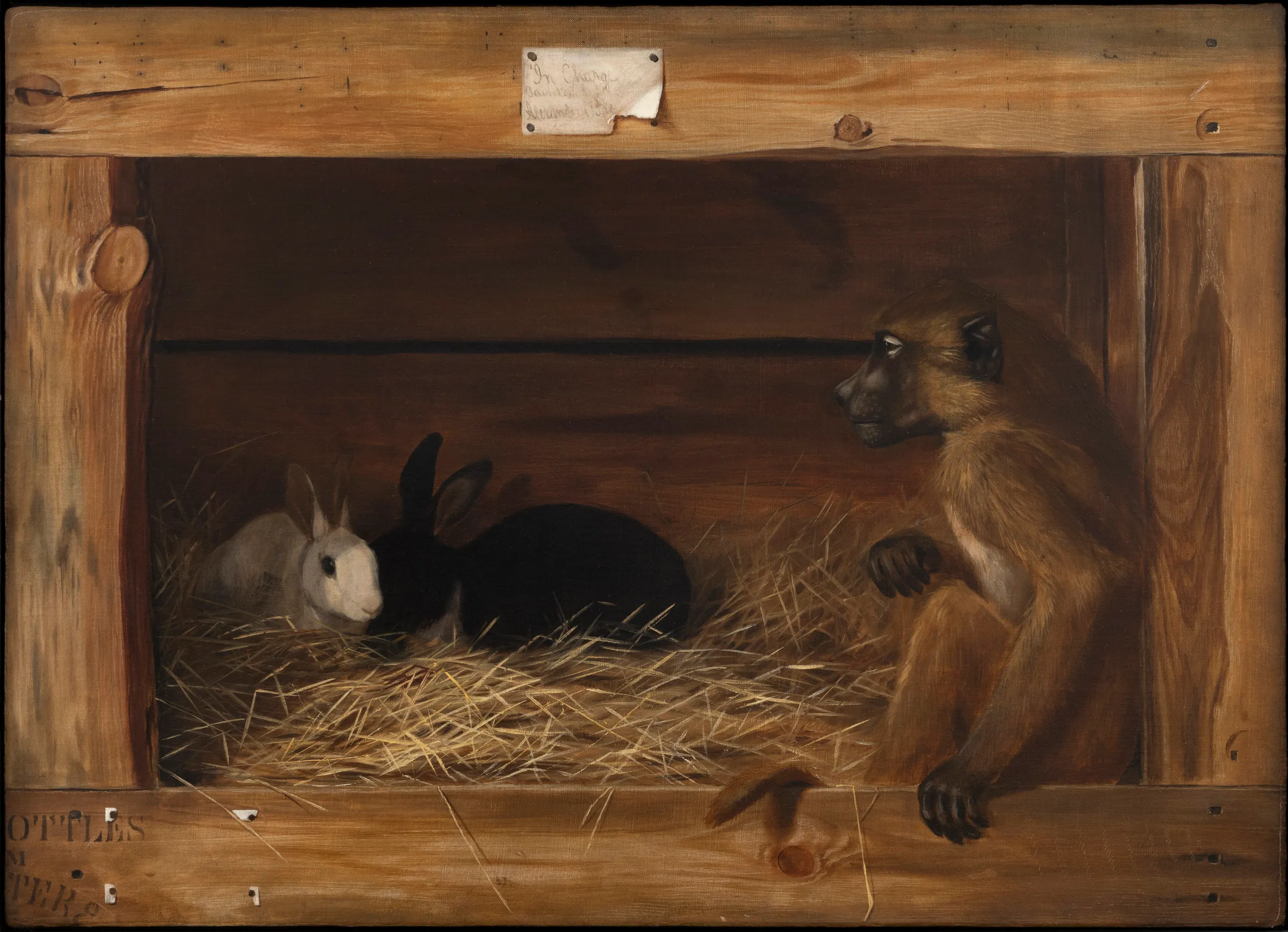 Alexander Pope, Jr. (1849–1924). In Charge, c. 1890. Oil on canvas. 26 1/4 x 36 1/2 in. Signed and inscribed on painted label at upper center