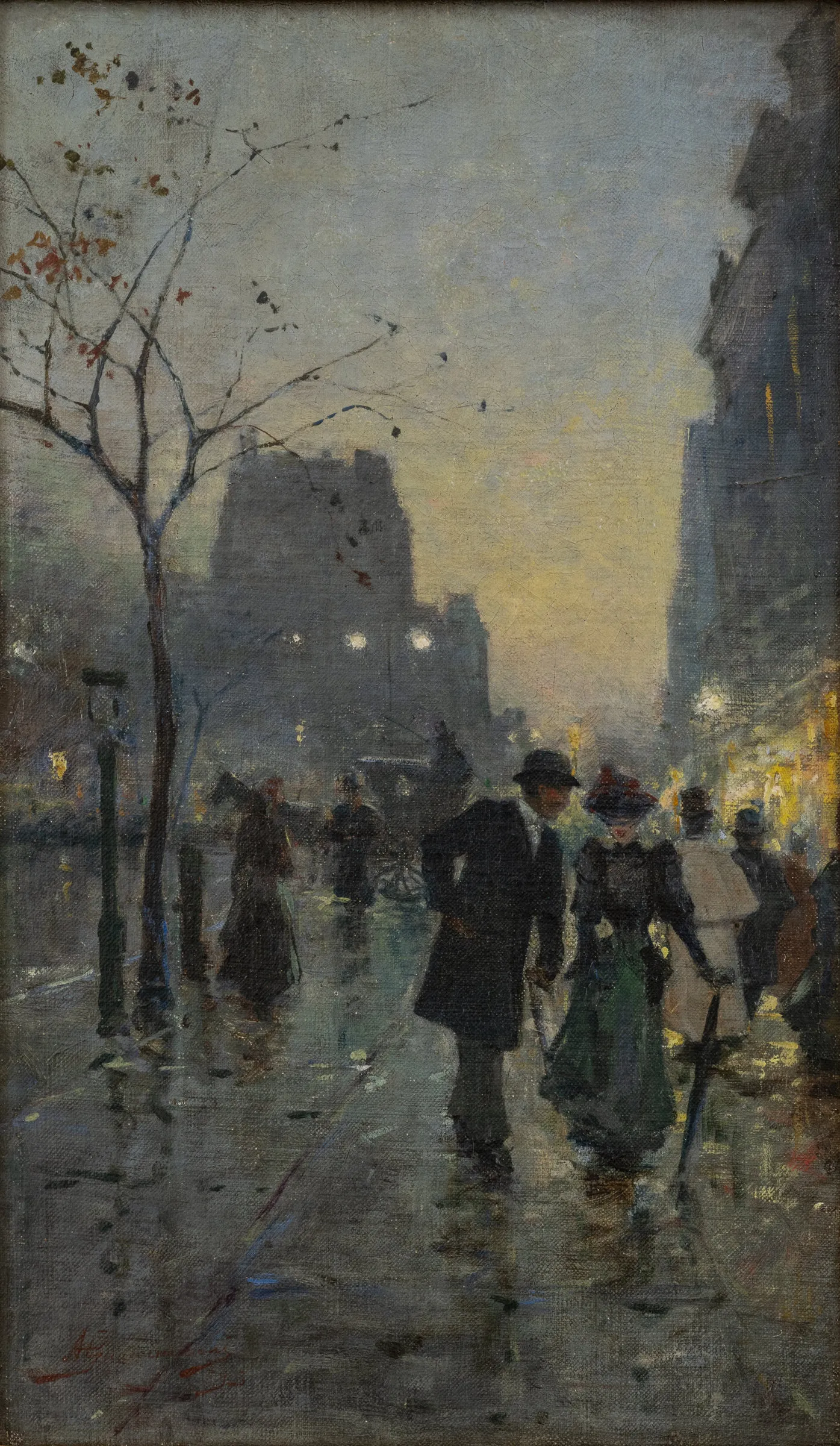 Alessandro Guaccimanni (1864–1927). Fifth Avenue at 24th Street, 1893. Oil on canvas, 14 x 8 1/2 in. Signed, dated lower left