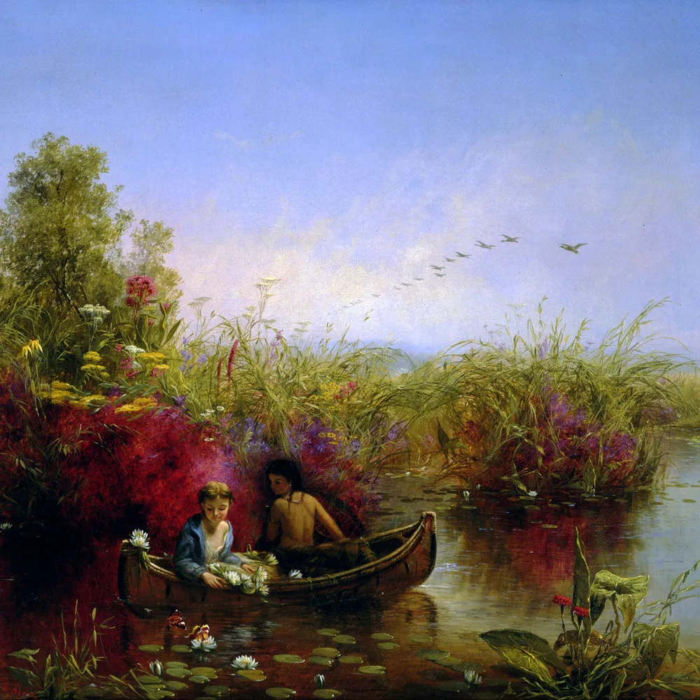 Jerome Thompson (1814–1886). Gathering Wildflowers, 1867. Oil on canvas, 24 1/4 x 36 1/4 in. (detail)