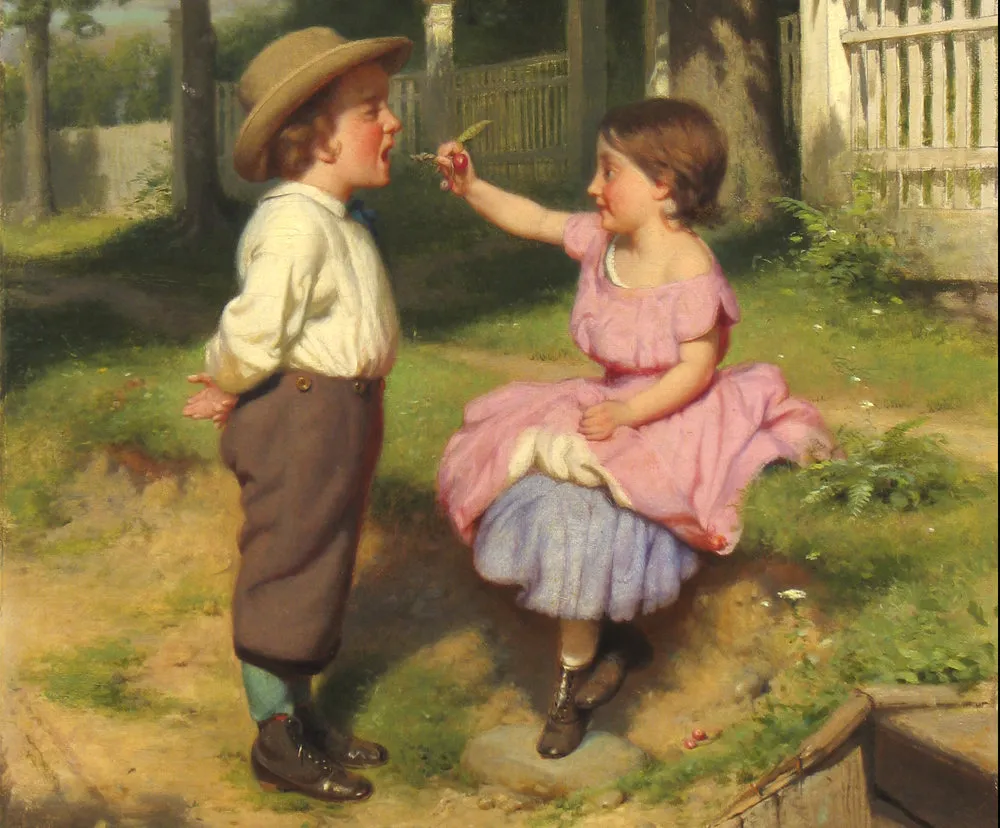 Seymour Joseph Guy (1824–1910), Close Your Eyes, c. 1863, Oil on canvas, 18 x 14 in. (detail)