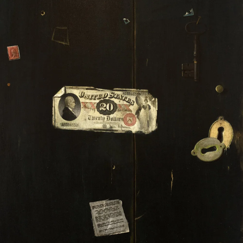 John Frederick Peto (1854–1907), Twenty Dollar Bill, 1889, oil on canvas, 24 x 20 in. (detail)