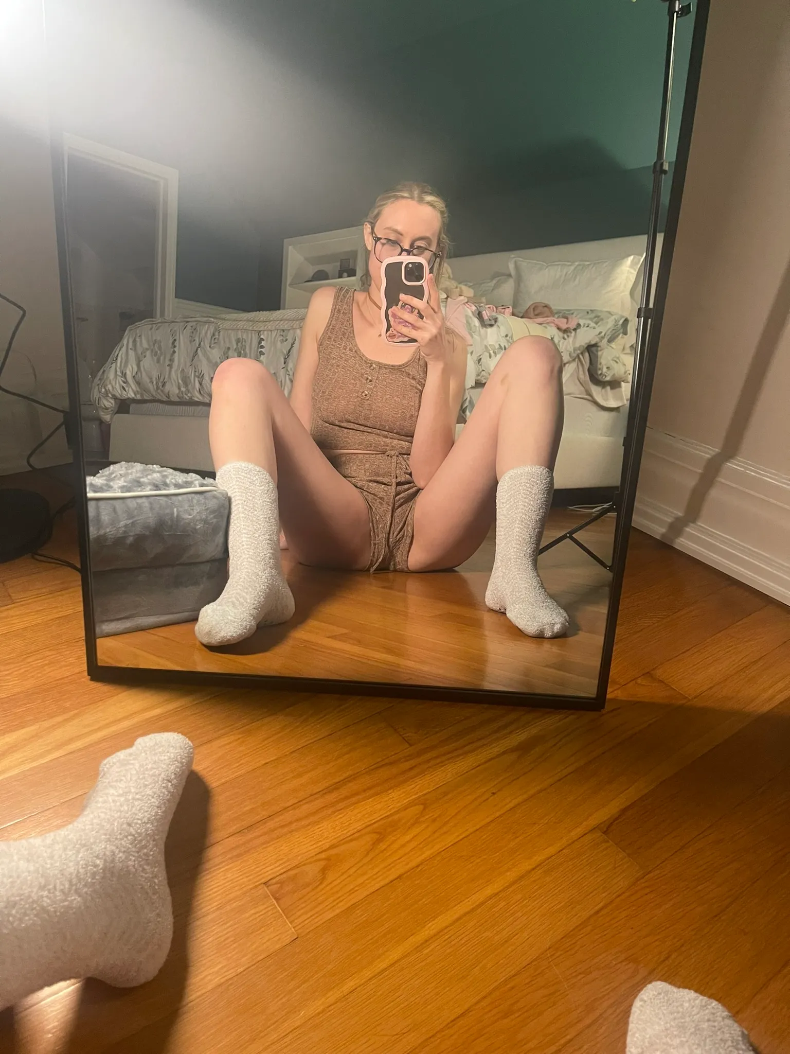 Melinda Godel, Fuzzy Socks, Open Knees